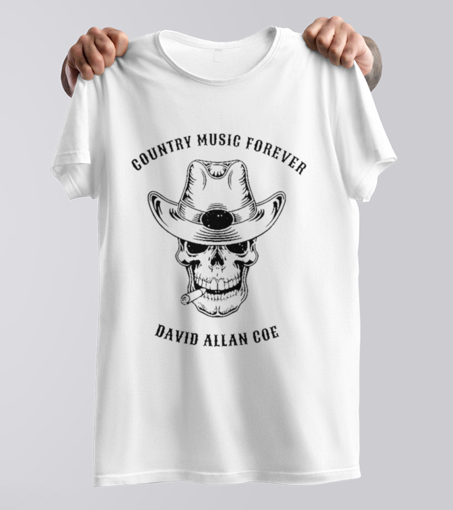 Country Music Forever David Allan Coe Cowboy Skull T-Shirt