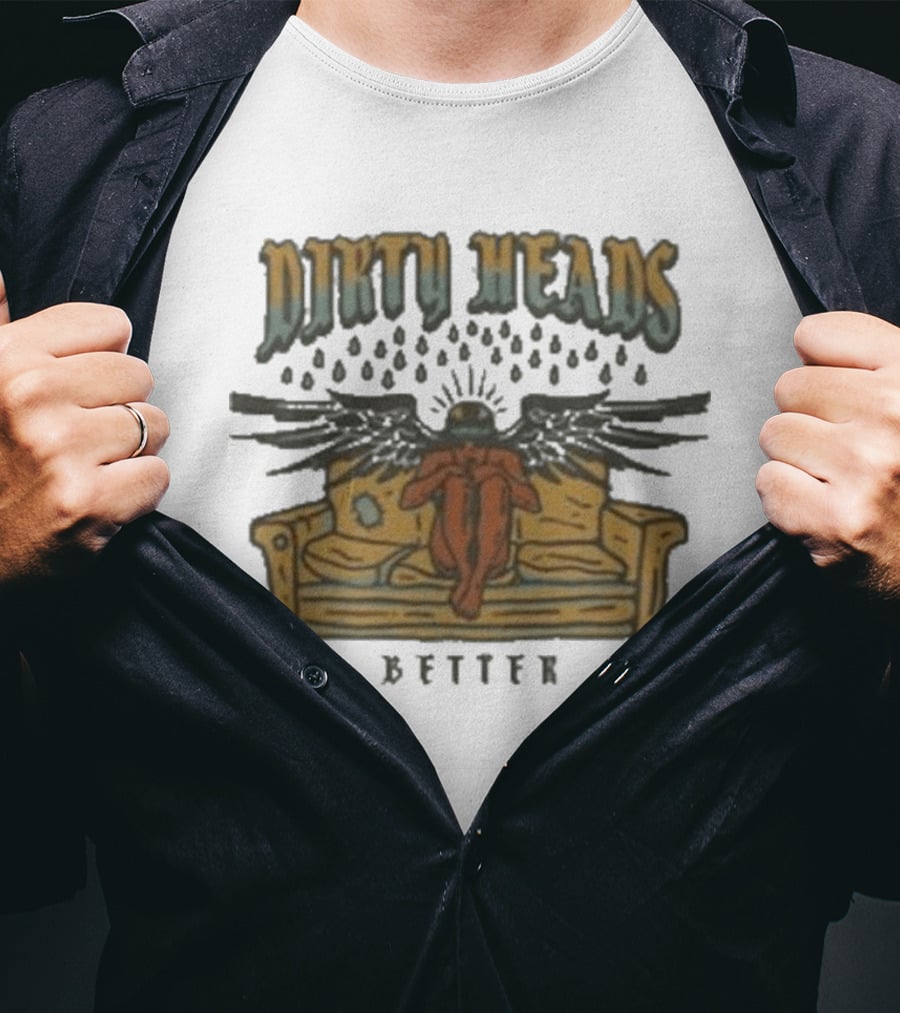 Dirty Heads Better Angel On Couch With Raindrops And Wings T-Shirt