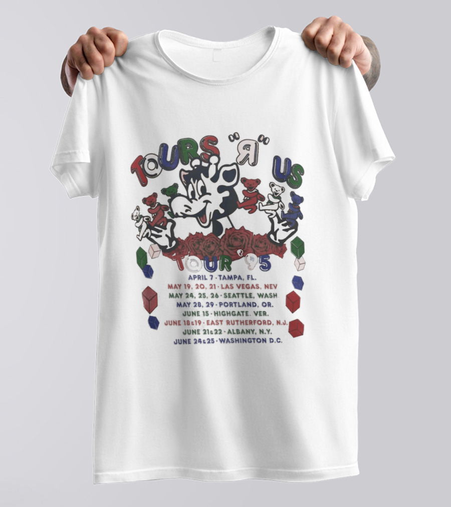 Grateful Dead 1995 Tours R US Tampa Las Vegas Seattle Portland Washington D.C. Rare T-Shirt
