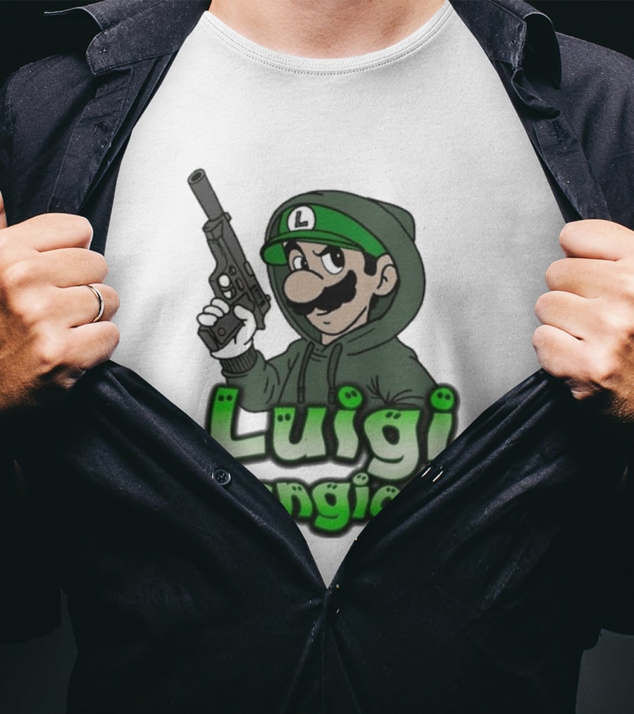 Luigi Mangione Super Mario Gun T-Shirt