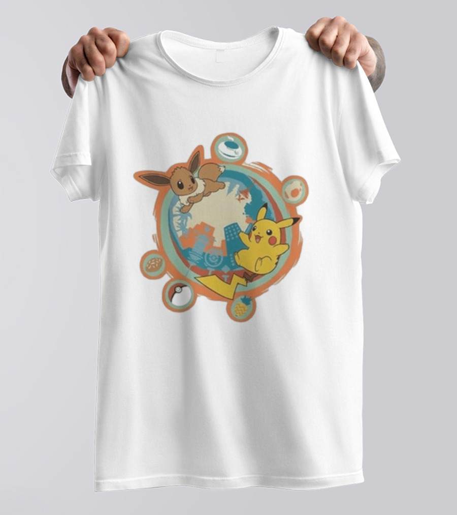 Pokémon GO 10th Anniversary Pikachu Eevee Celebration With Poké Ball And Elemental T-Shirt
