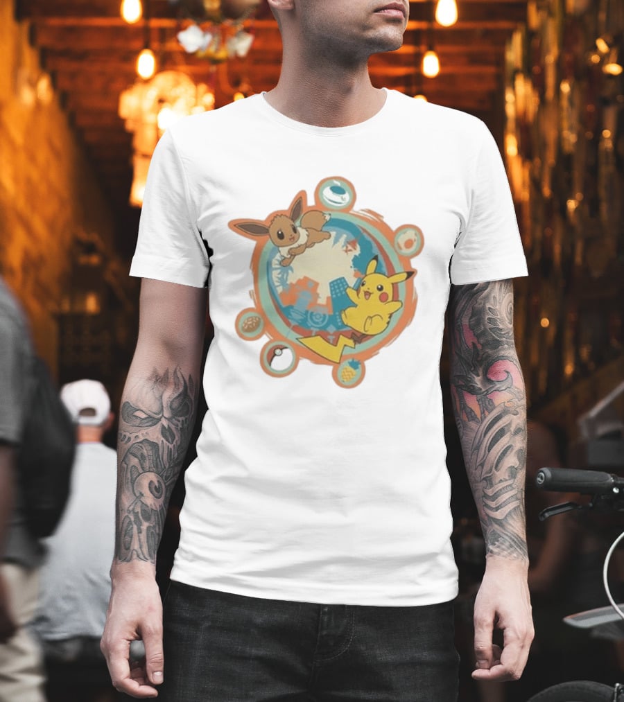 Pokémon GO 10th Anniversary Pikachu Eevee Celebration With Poké Ball And Elemental T-Shirt