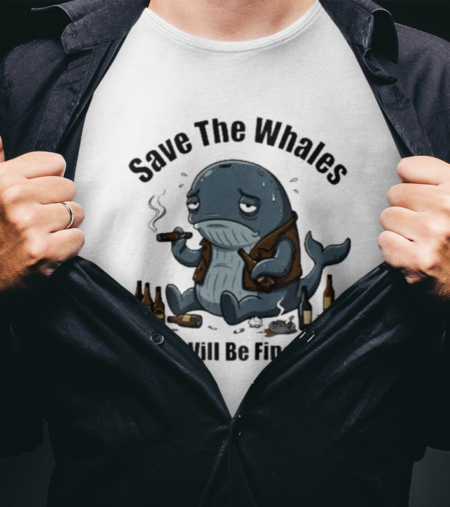 Save The Whales They Will Be Fine Karen Cigars Beer Bottles T-Shirt