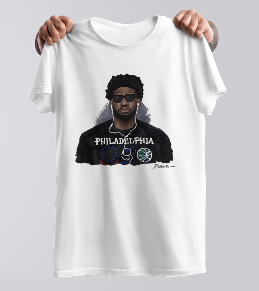 Philadelphia Basketball Sixers Joel Embiid Artwork By D. Sarana T-Shirt
