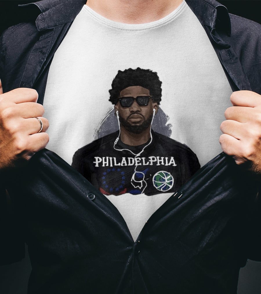 Philadelphia Basketball Sixers Joel Embiid Artwork By D. Sarana T-Shirt