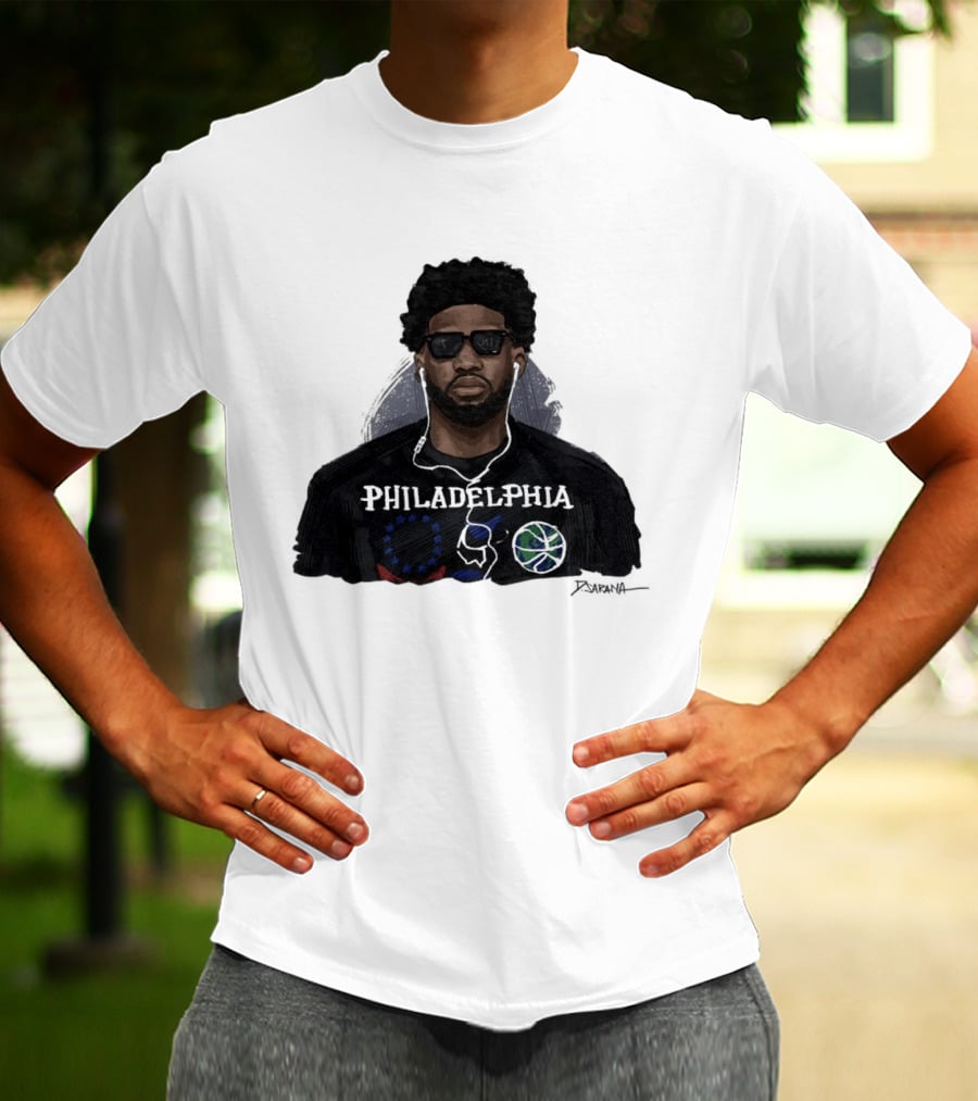 Philadelphia Basketball Sixers Joel Embiid Artwork By D. Sarana T-Shirt