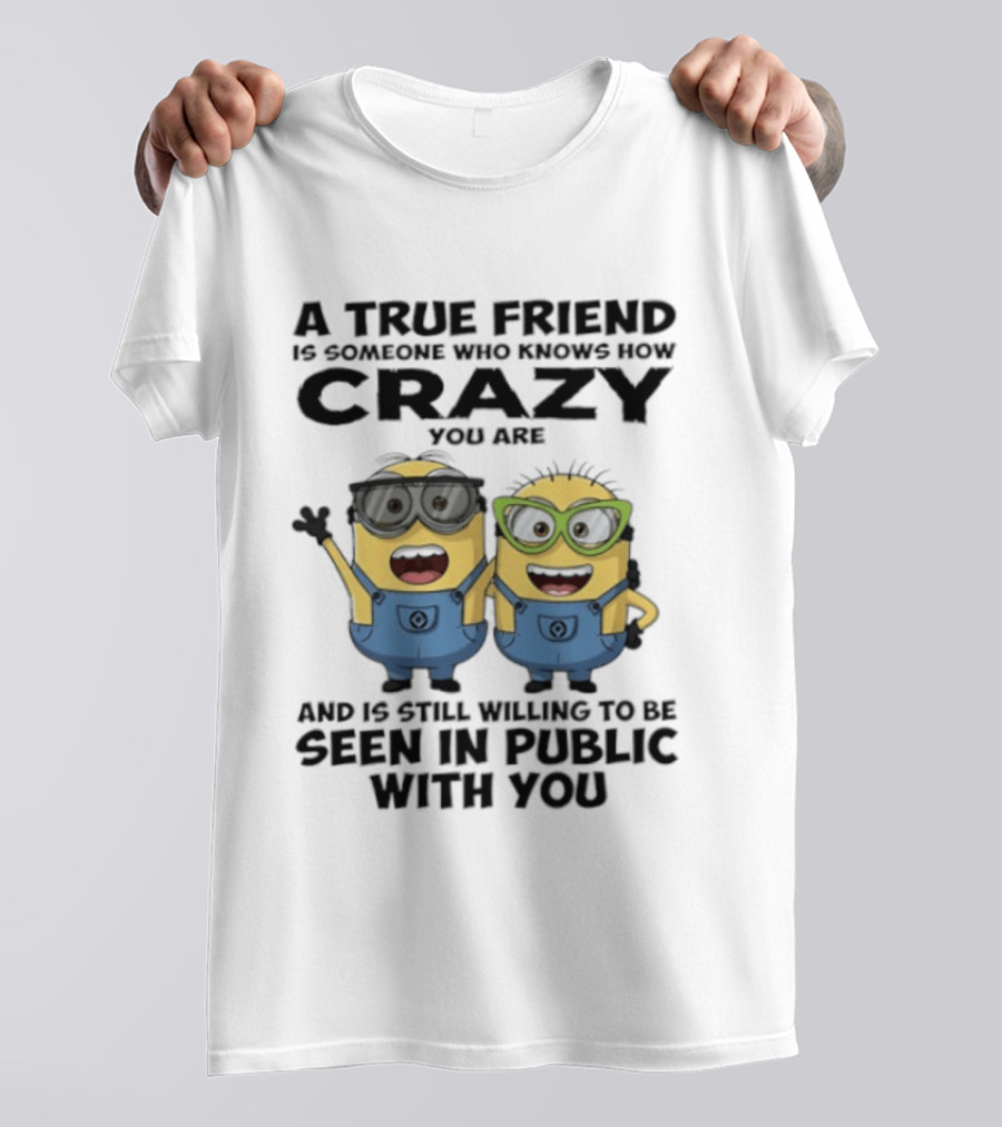 Minions A True Friend Crazy You Are Seen In Public T-Shirt