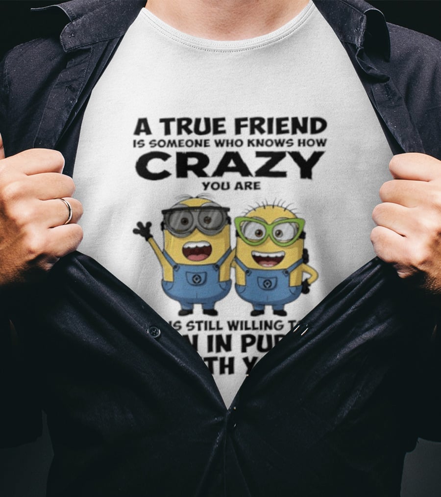 Minions A True Friend Crazy You Are Seen In Public T-Shirt
