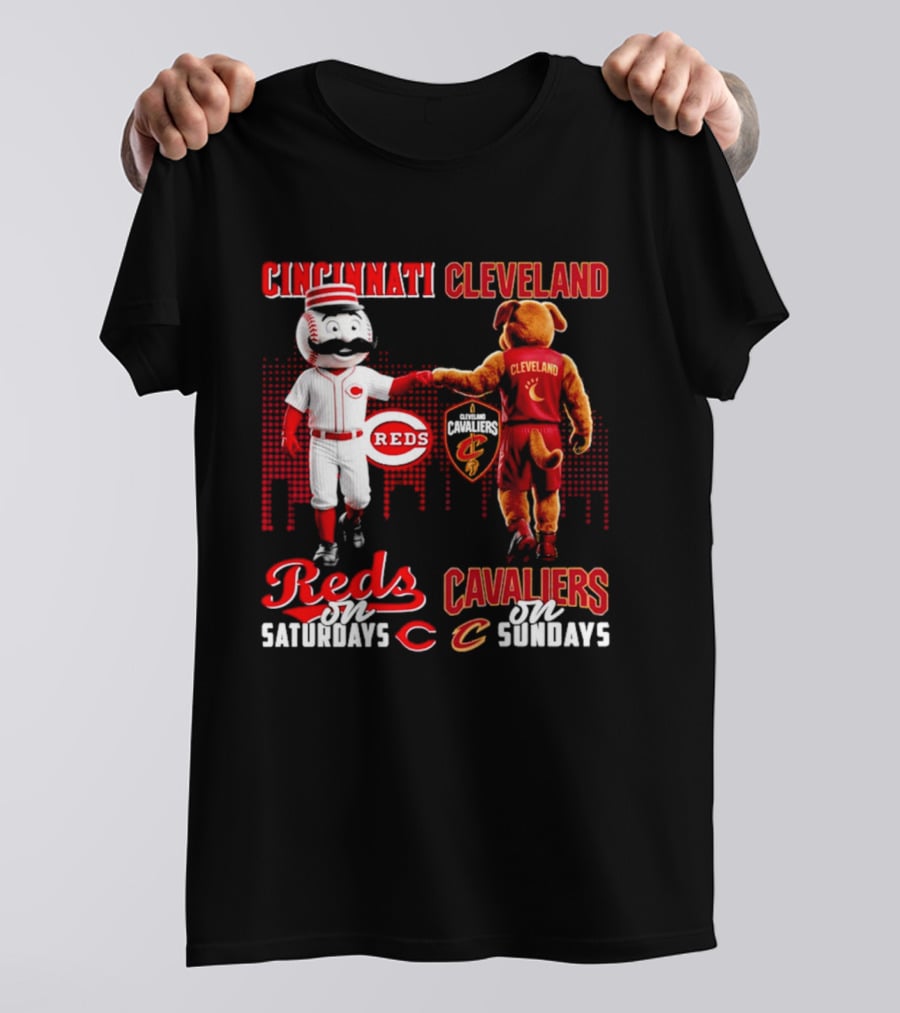 Cincinnati Reds Saturdays Vs Cleveland Cavaliers Sundays Skyline T-Shirt