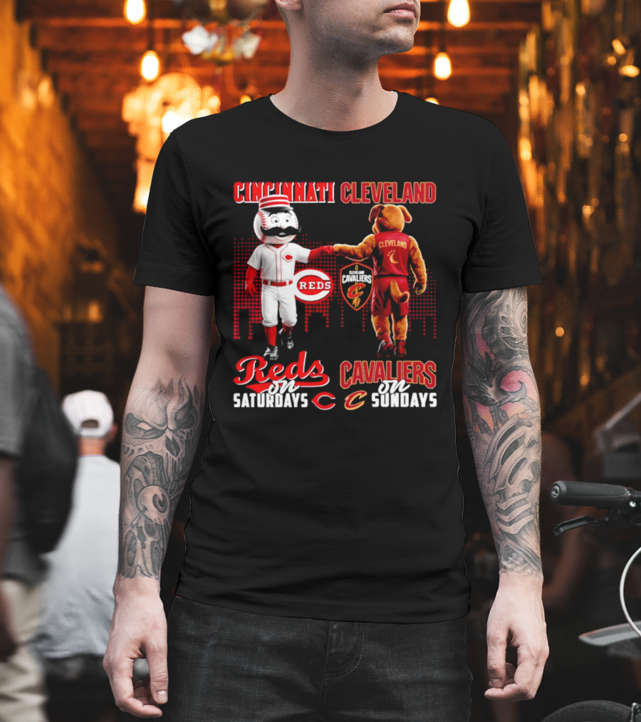Cincinnati Reds Saturdays Vs Cleveland Cavaliers Sundays Skyline T-Shirt