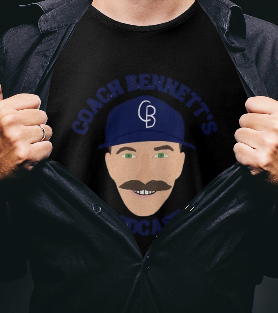 Coach Bennett's Podcast CB Hat Mustache Face T-Shirt
