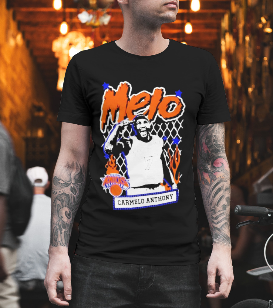 Melo Carmelo Anthony New York Knicks NBA Street Player Mitchell Ness T-Shirt