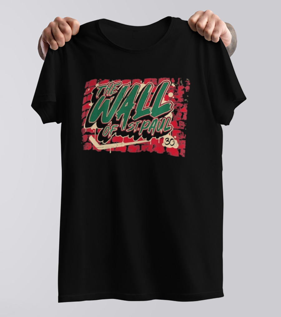 The Wall Of St. Paul Hockey Brick Design Bold Text 30 T-Shirt