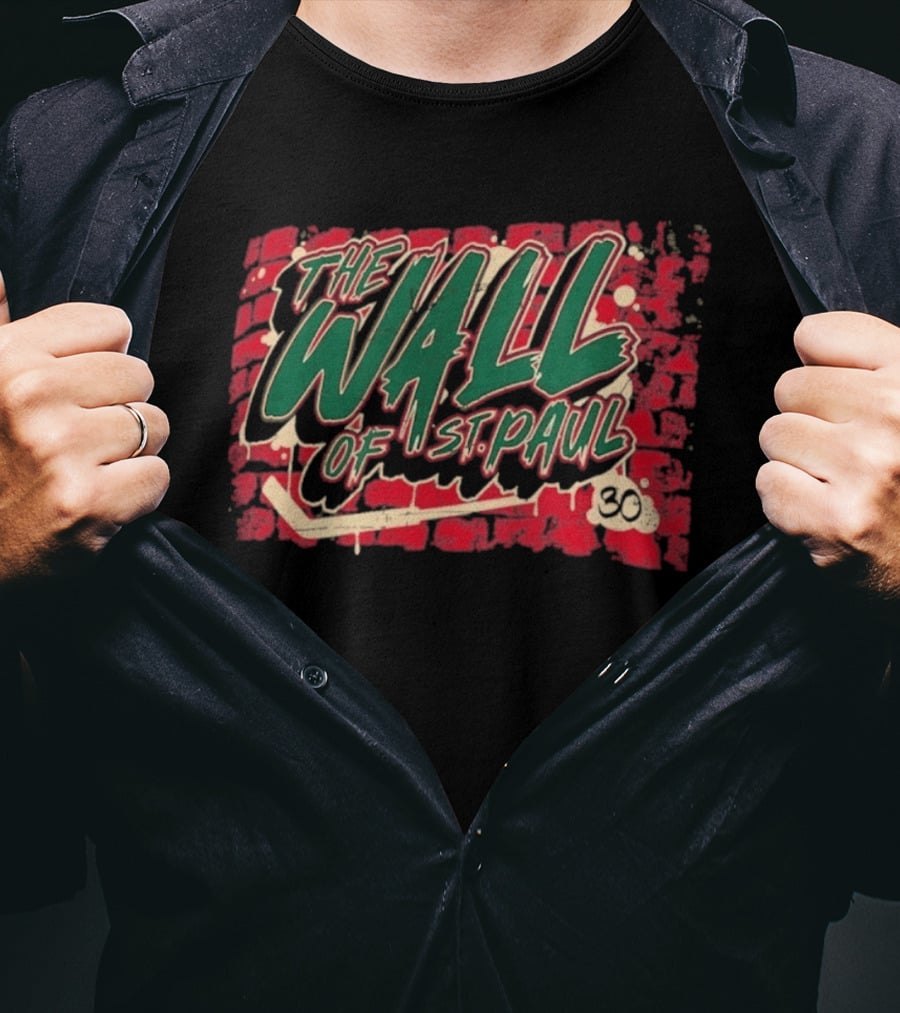 The Wall Of St. Paul Hockey Brick Design Bold Text 30 T-Shirt