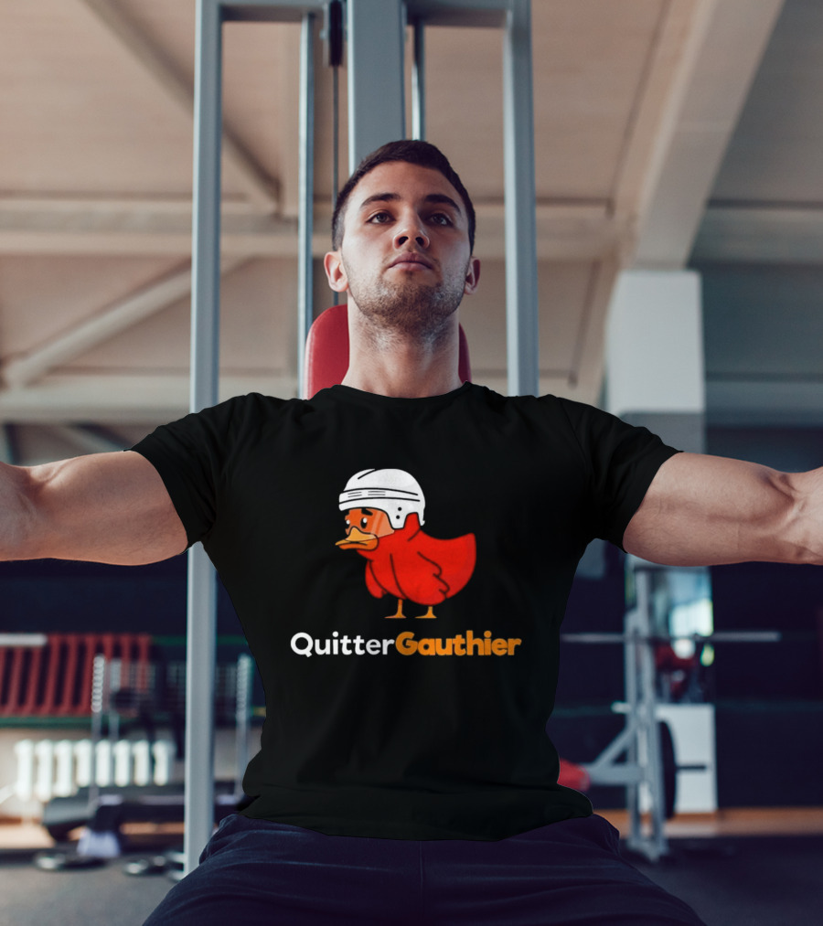 Philadelphia Flyers Quitter Gauthier 2026 NHL Hockey Controversial Helmeted Duck T-Shirt