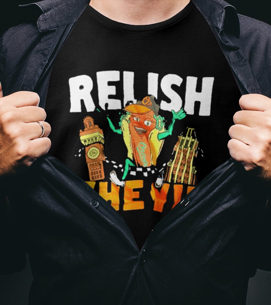 Relish The Yin Orioles Hot Dog Cartoon Baltimore 2026 T-Shirt