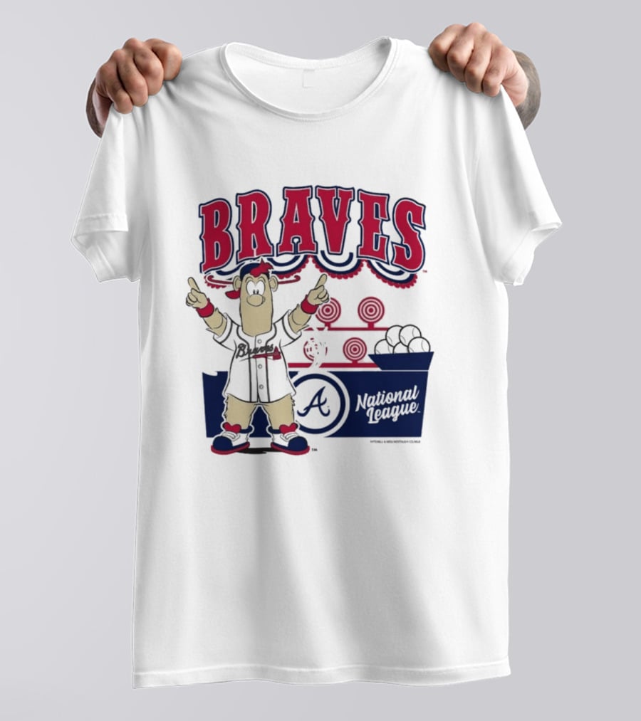 Atlanta Braves Mitchell & Ness Cream Step Back Up Cartoon Character National League T-Shirt