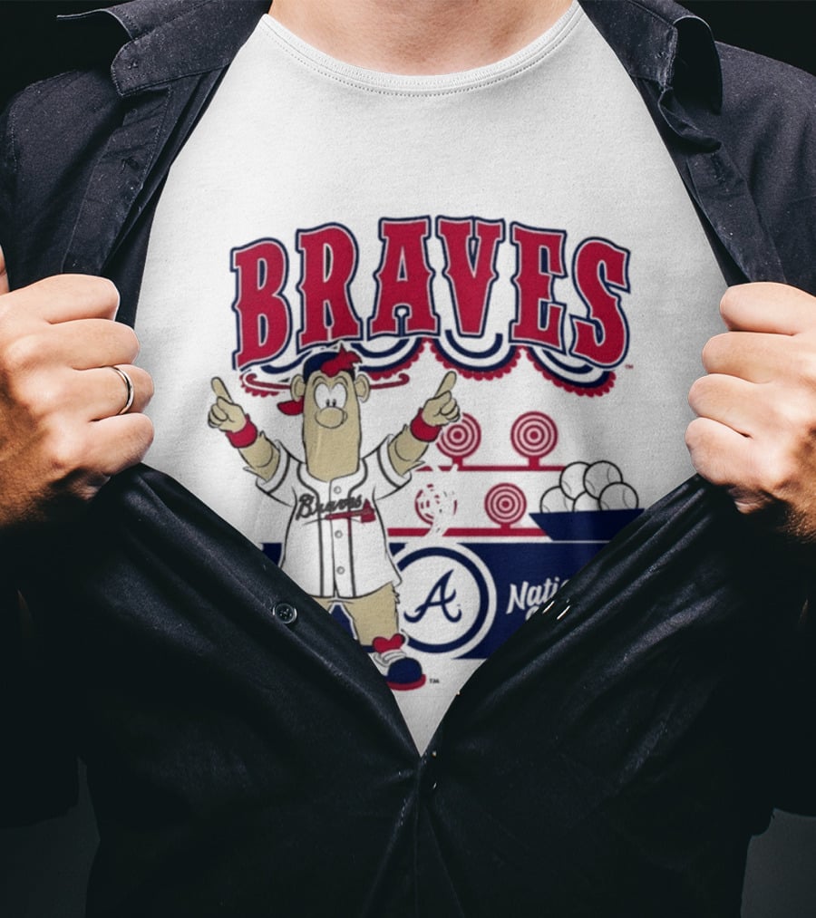 Atlanta Braves Mitchell & Ness Cream Step Back Up Cartoon Character National League T-Shirt