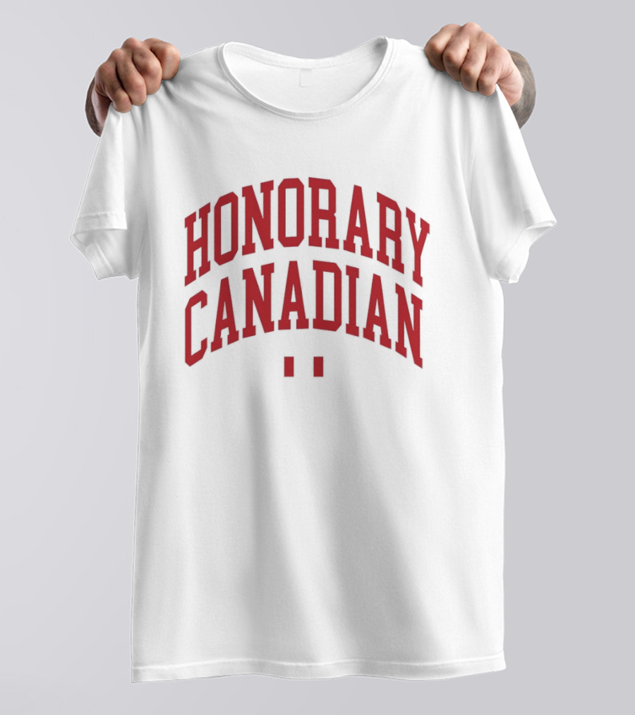 Honorary Canadian Text In Red Bold Font T-Shirt