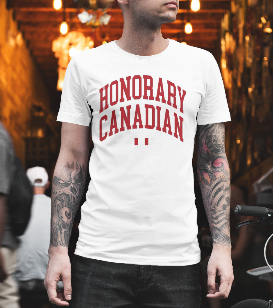 Honorary Canadian Text In Red Bold Font T-Shirt
