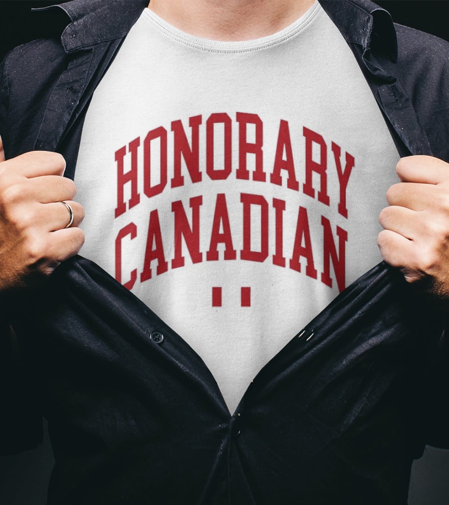 Honorary Canadian Text In Red Bold Font T-Shirt