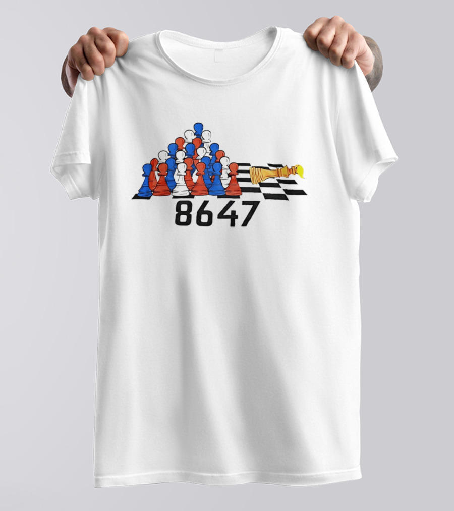 Chess 86 47 With Red And Blue Pawns On Checkered Board T-Shirt