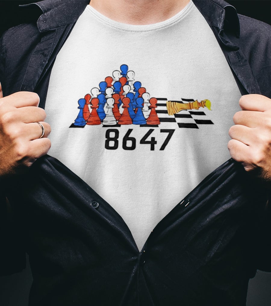 Chess 86 47 With Red And Blue Pawns On Checkered Board T-Shirt