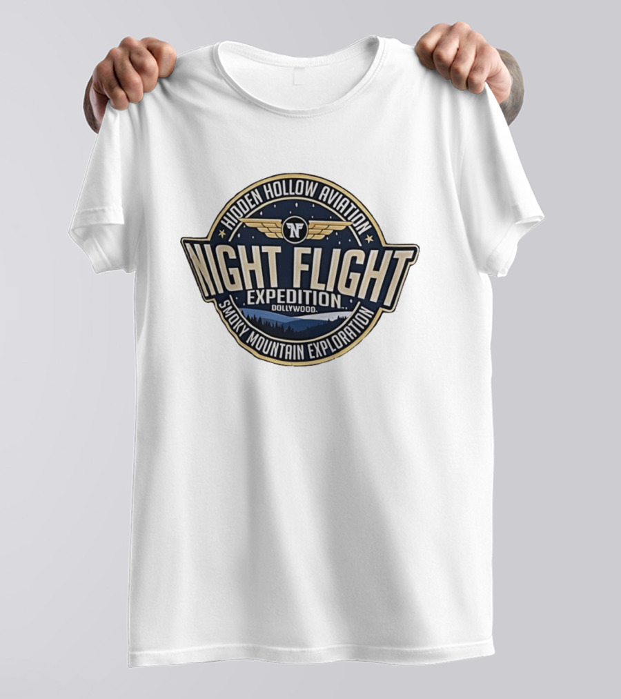 Hidden Hollow Aviation Night Flight Expedition Dollywood Smoky Mountain Exploration T-Shirt