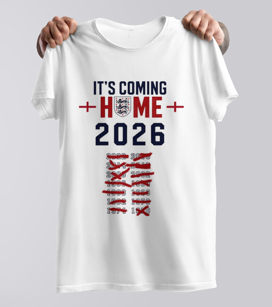 England Football It's Coming Home 2026 Soccer Fan Countdown T-Shirt