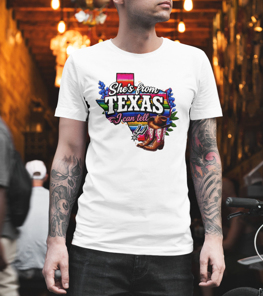 Ella Langley She's From Texas I Can Tell Cowboy Boots And Colorful Map T-Shirt