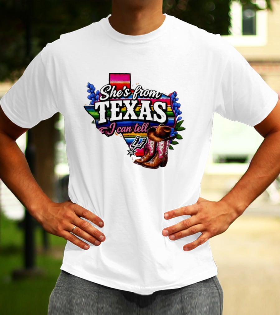 Ella Langley She's From Texas I Can Tell Cowboy Boots And Colorful Map T-Shirt
