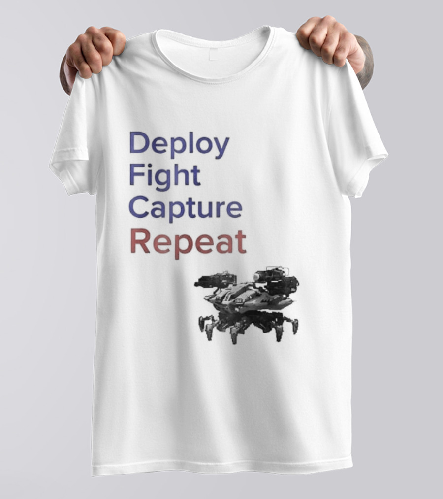 War Robots Deploy Fight Capture Repeat Strategy Gameplay T-Shirt
