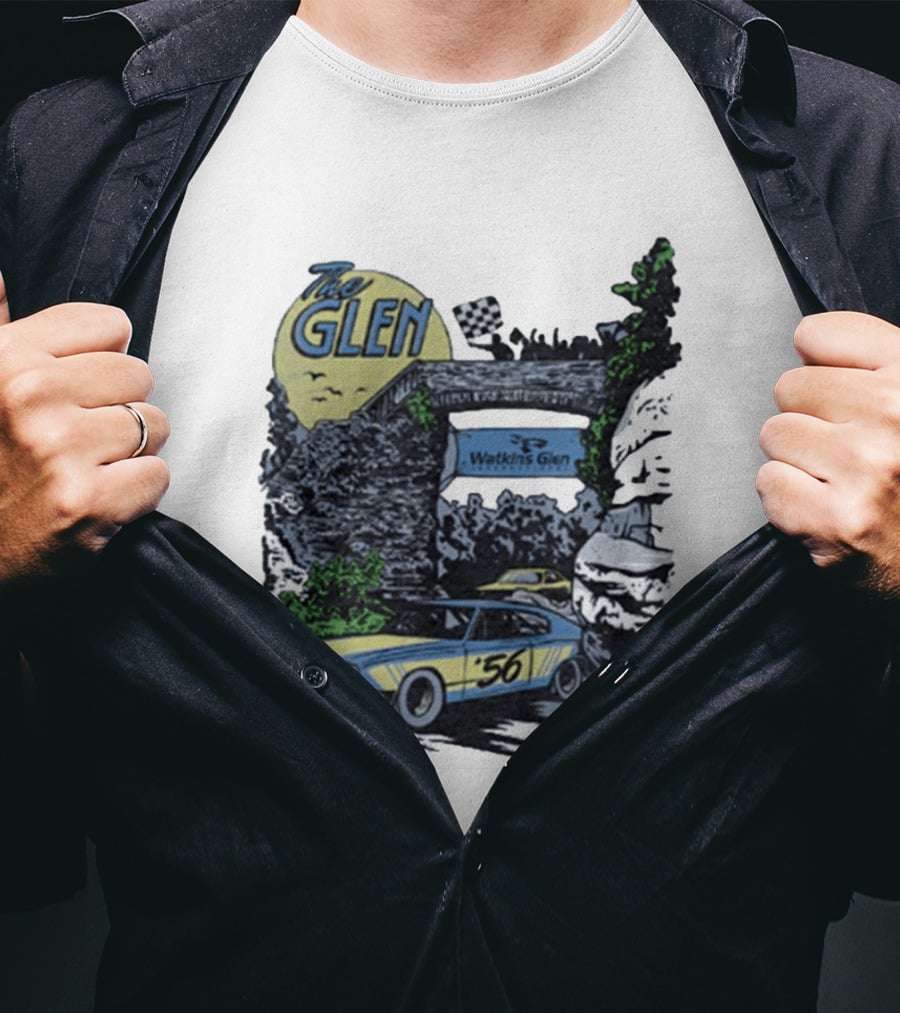 The Glen Watkins Glen International Checkered Flag Racecar 56 Archway Scenic T-Shirt