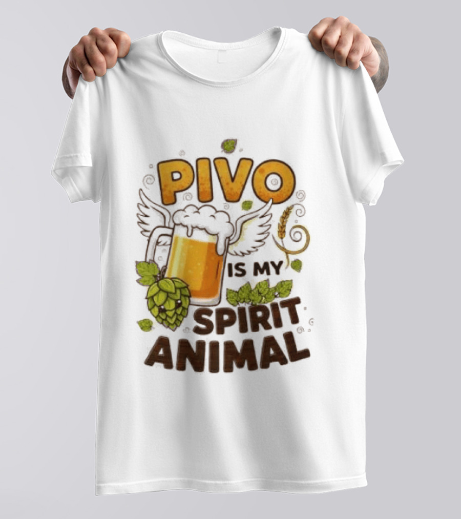Pivo Is My Spirit Animal Beer Lover Hops Wheat Wings T-Shirt