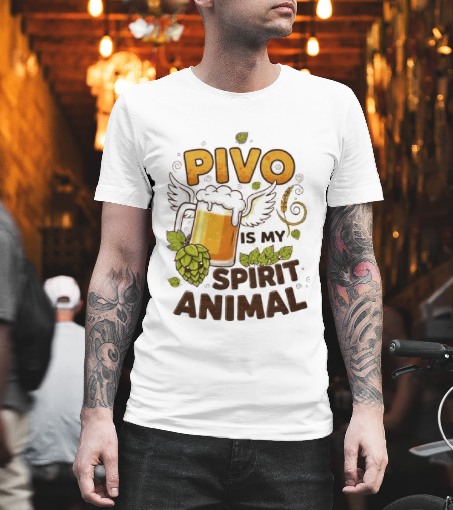 Pivo Is My Spirit Animal Beer Lover Hops Wheat Wings T-Shirt