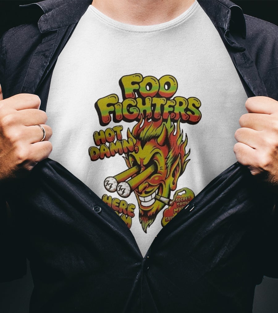 Foo Fighters Hot Damn Here I Am Satan Secret Show May 2 Sayreville NJ Starland Ballroom T-Shirt