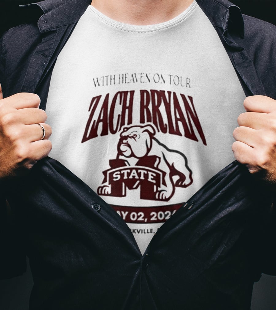 Zach Bryan With Heaven On Tour 2026 Mississippi State May 02 Starkville MS T-Shirt