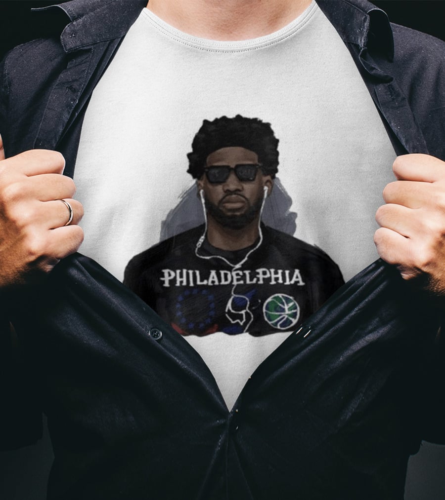Philadelphia Basketball Player In Sunglasses Earphones T-Shirt