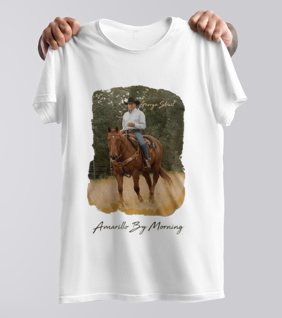 George Strait Riding Horse In Rustic Landscape One Night Only T-Shirt