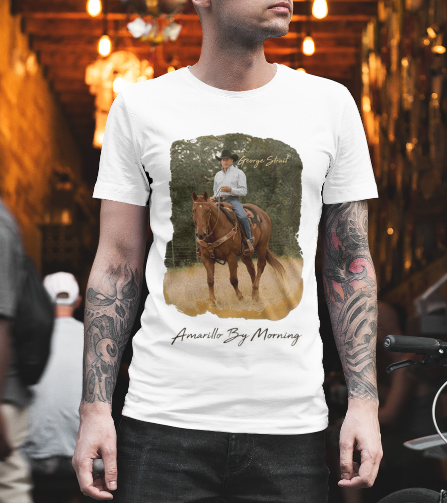 George Strait Riding Horse In Rustic Landscape One Night Only T-Shirt