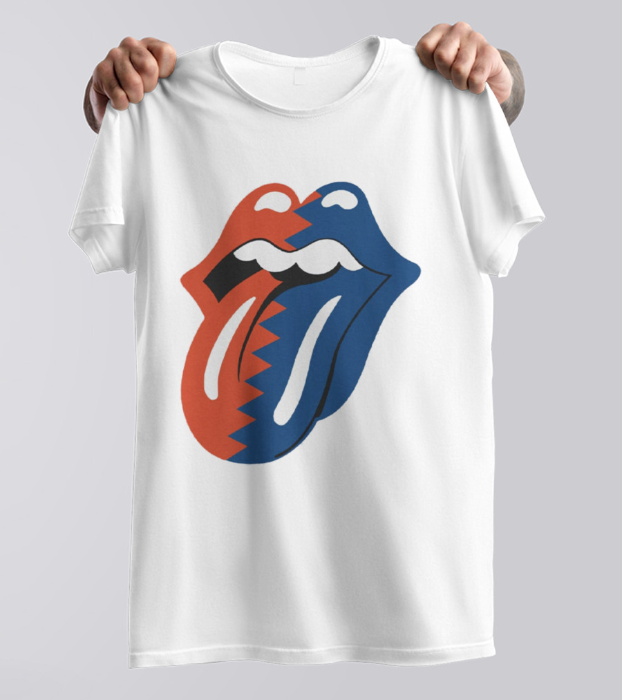 Rolling Stones Big Mouth Tongue Rare Red Blue Contrast T-Shirt