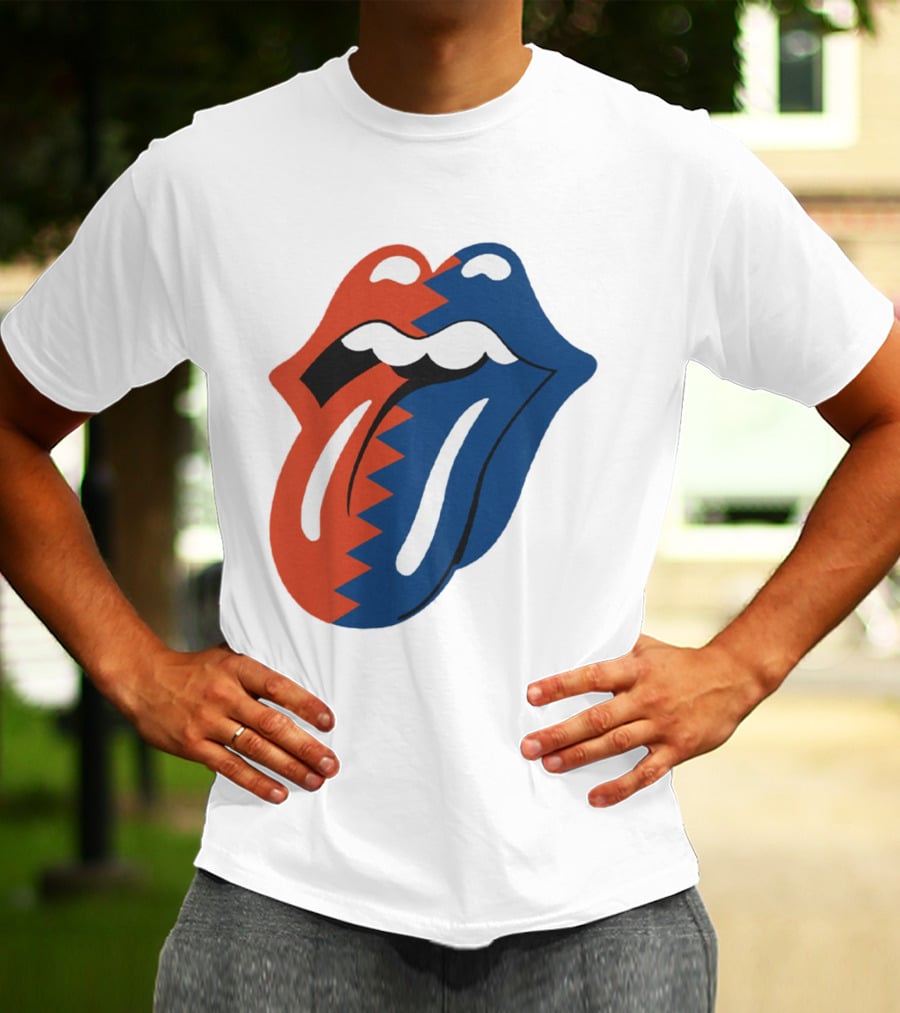 Rolling Stones Big Mouth Tongue Rare Red Blue Contrast T-Shirt