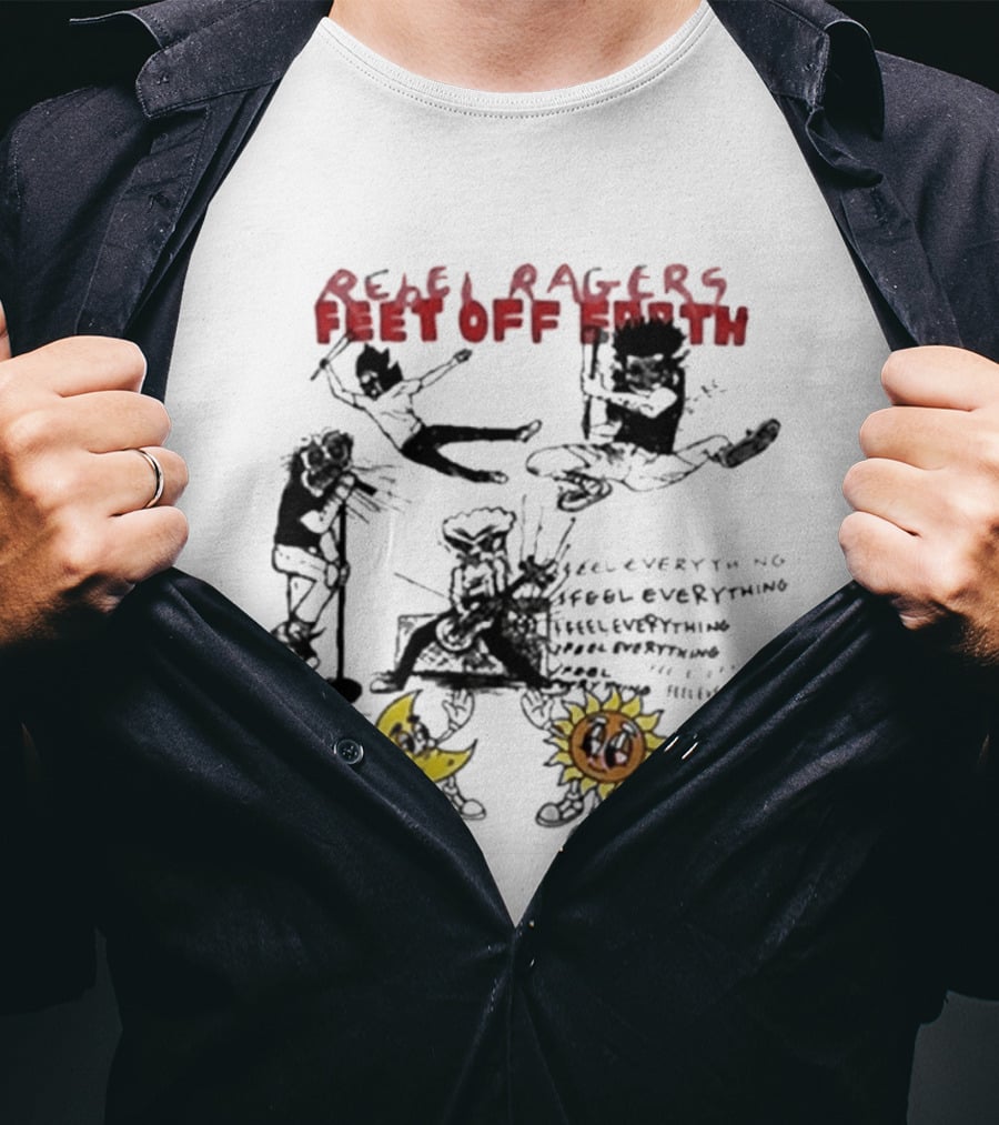 Rebel Ragers Feet Of Earth Tour Kid Cudi 2026 Concept Art Moon Sun Characters T-Shirt