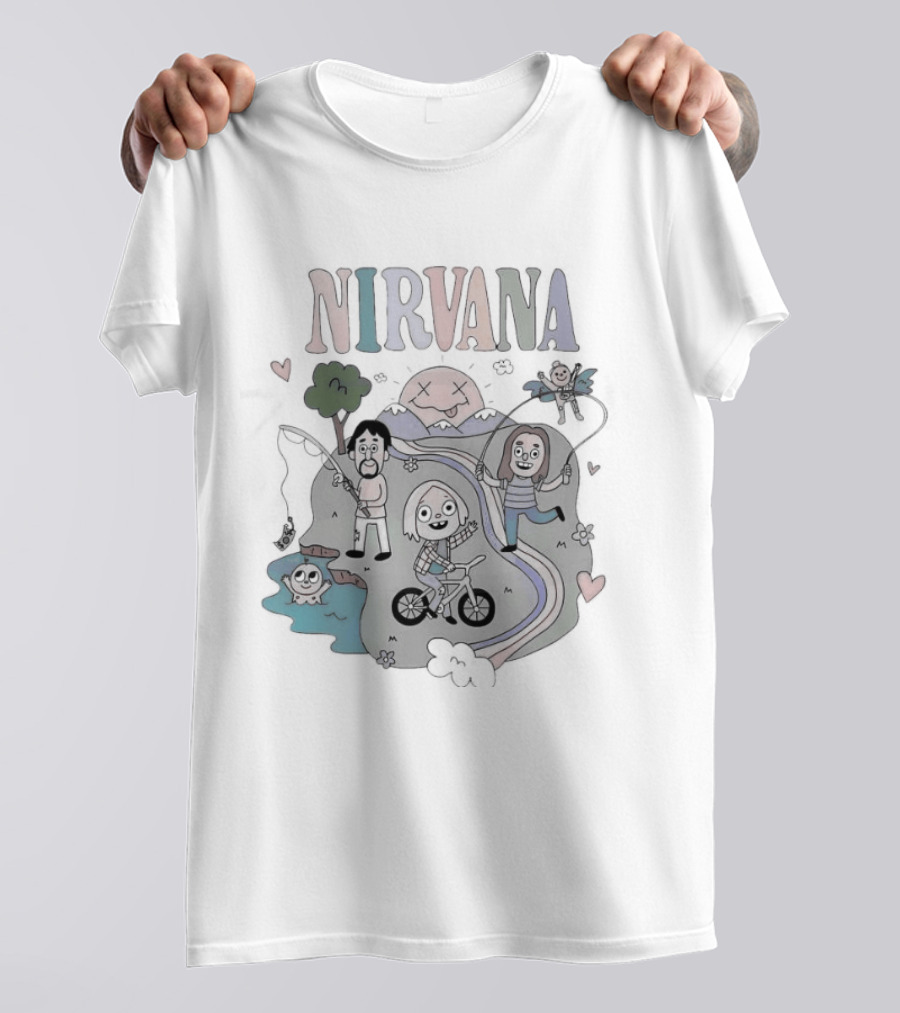 Lorful Nirvana Colorful Childlike Scene With Trees And Hearts T-Shirt