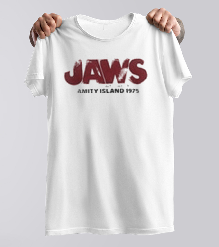 Jaws Amity Island 1975 Surdimensionné Imprimé T-Shirt
