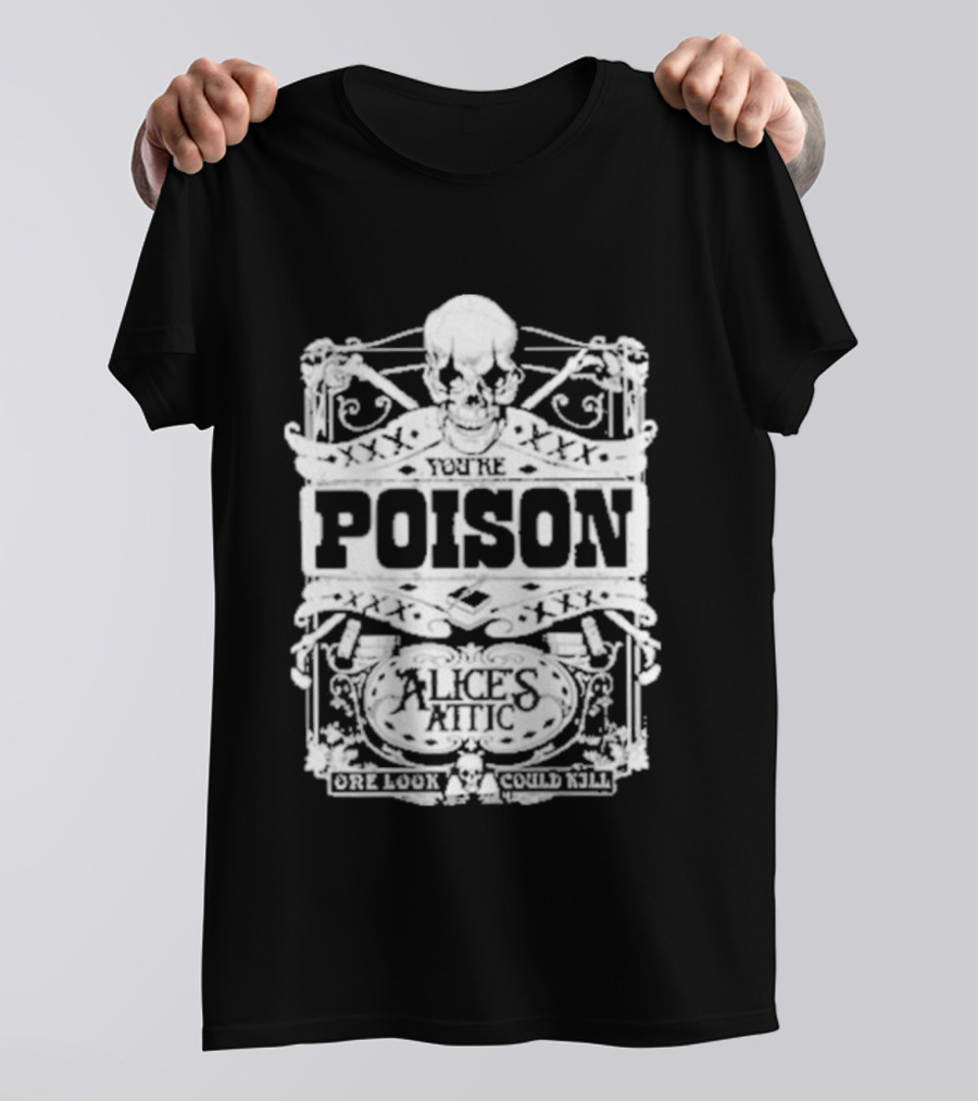 Alice Cooper Poison Attic Skull Motif T-Shirt