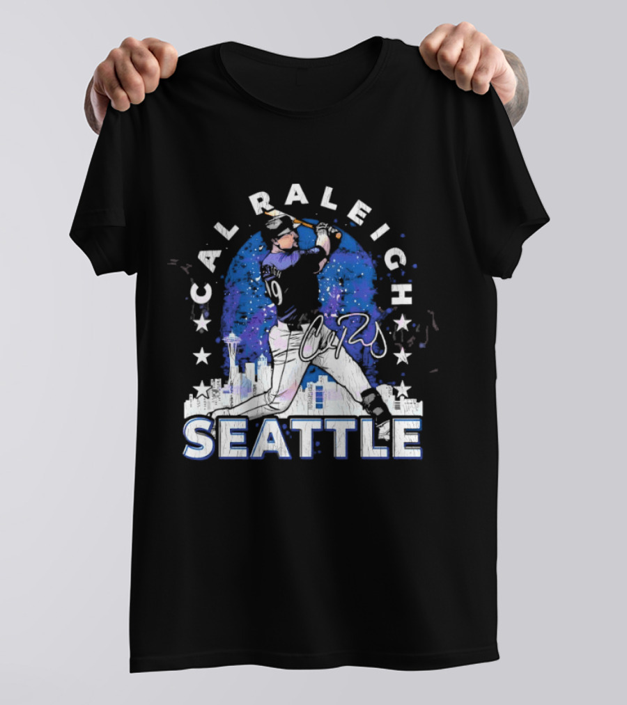 Cal Raleigh Seattle Baseball Skyline Stars T-Shirt