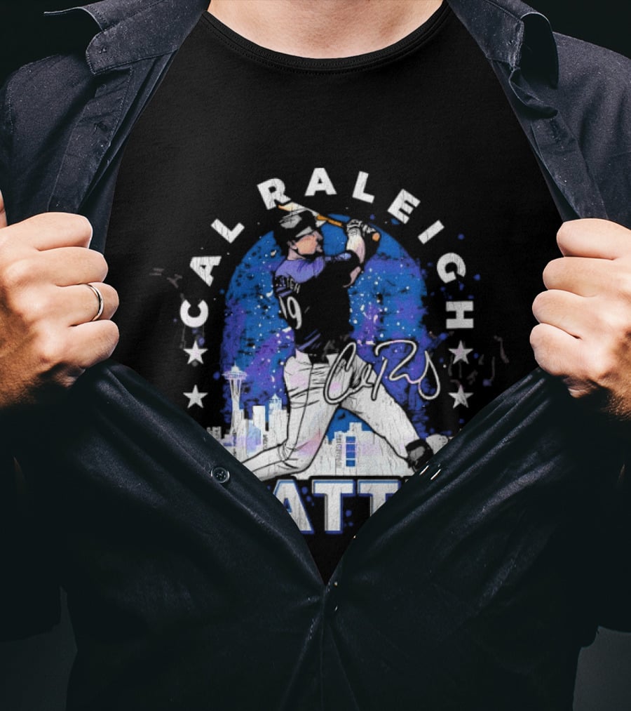 Cal Raleigh Seattle Baseball Skyline Stars T-Shirt