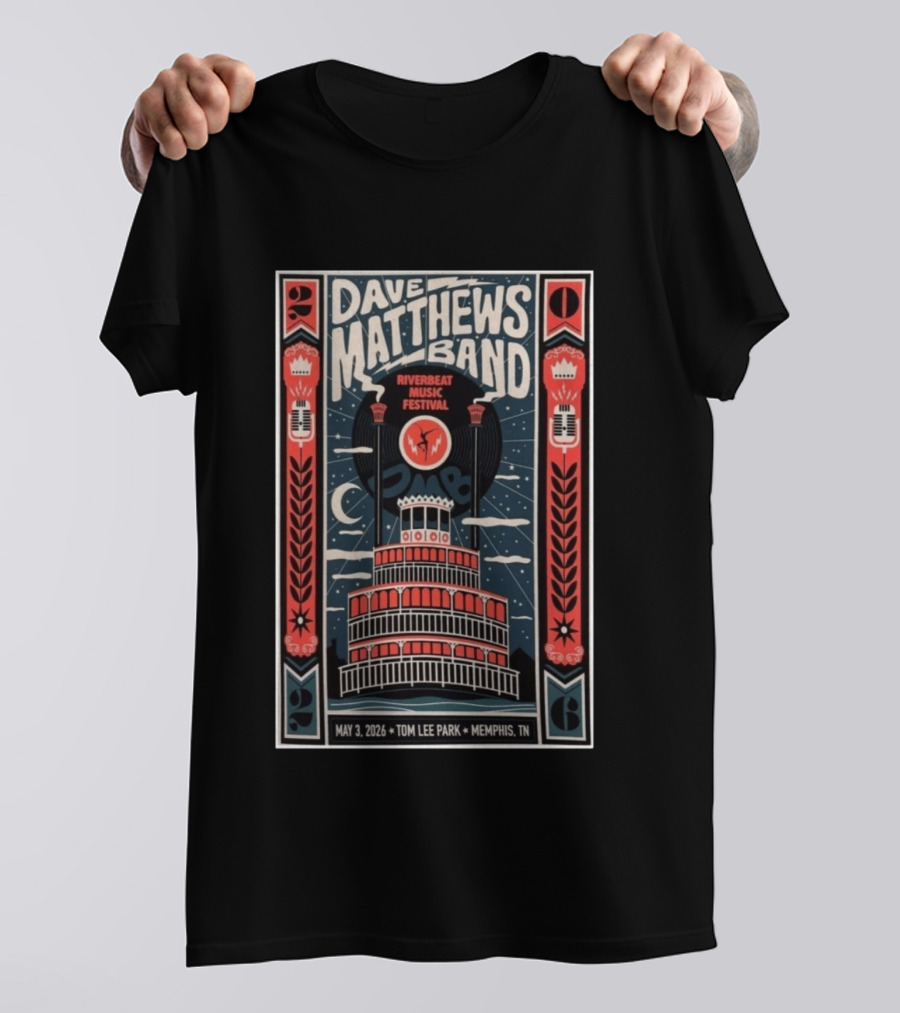 Dave Matthews Band Riverbeat Music Festival May 3 2026 Tom Lee Park Memphis TN T-Shirt