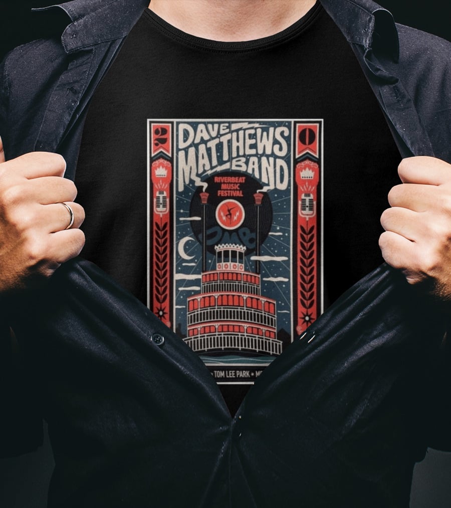 Dave Matthews Band Riverbeat Music Festival May 3 2026 Tom Lee Park Memphis TN T-Shirt